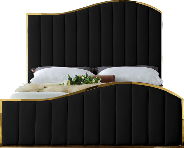 Ethel Queen Bed In Black Velvet