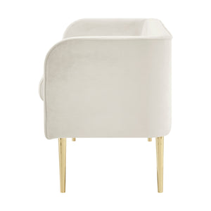 Marsha KD Velvet Bench, Dainty Cream