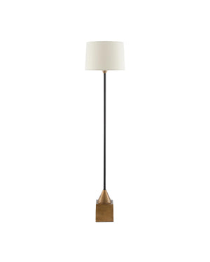Keeler Floor Lamp In Antique Brass & Black