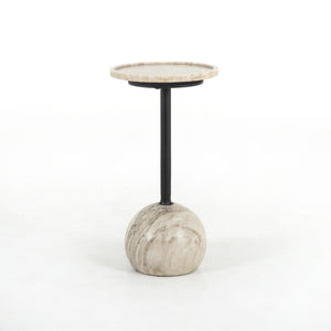 Viola Accent Table-Antique White Marble