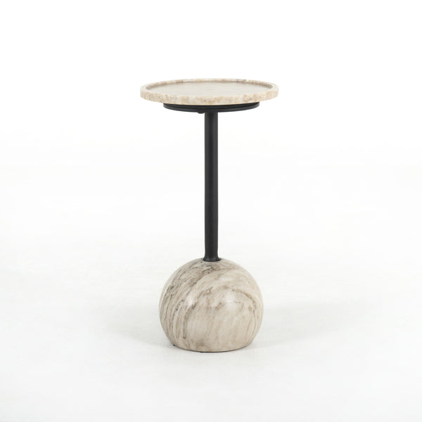 Viola Accent Table-Antique White Marble