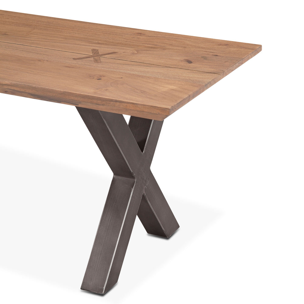 Bern 68" Bench, Smoke Acacia, Natural Steel