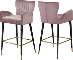 Alonzo Stool In Pink Velvet