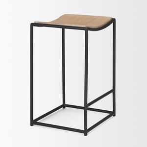 Taniel Light Brown Wood w/ Black Metal Counter Stool