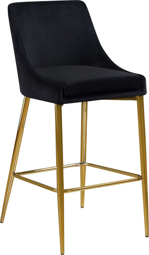 Lynette Stool In Black Velvet and Gold