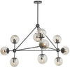 10LT Chandelier Triangular w/ Cognac Glass, BK
