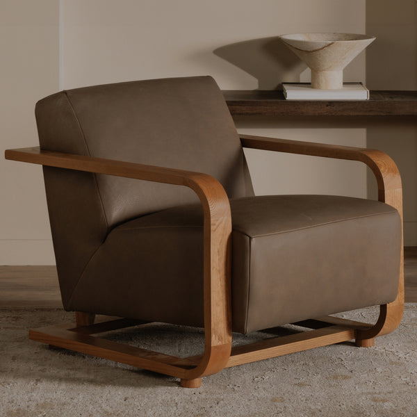 Moe's Eckersley Lounge Chair in Cool Brown Leather