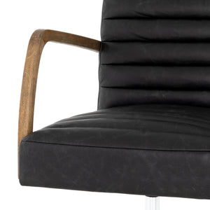 Bryson Traditional Channeled Desk Chair In Smoke