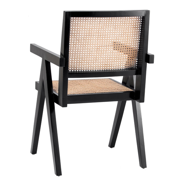 Bordeaux Rattan Dining Arm Chair In Black/ Natural
