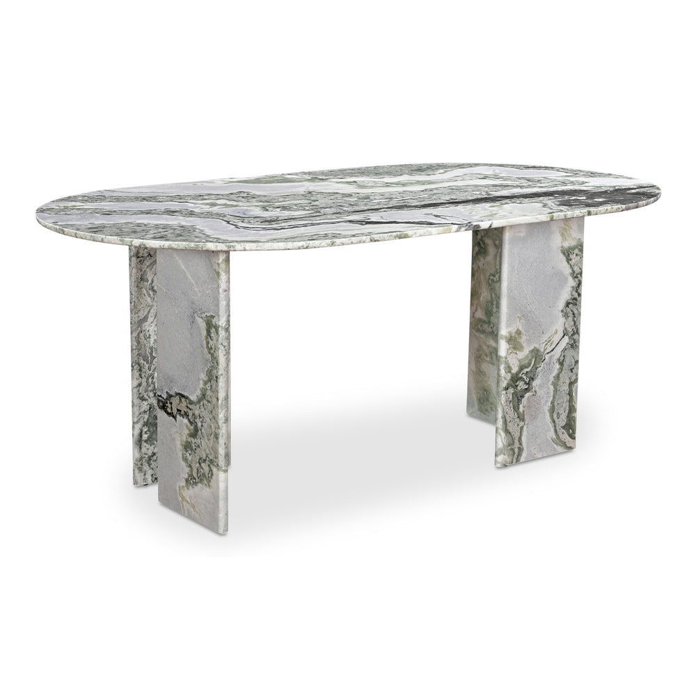 Celia Oval Dining Table in Green Onyx Marble