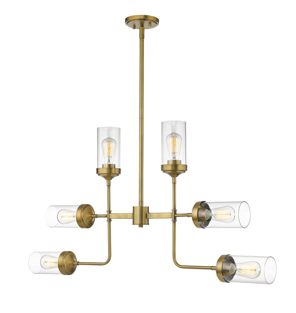 Calliope 6 Light Pendant in Foundry Brass Finish