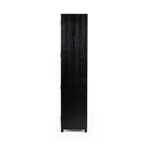 Millie Panel & Glss Door Cabinet In Mtt Blk