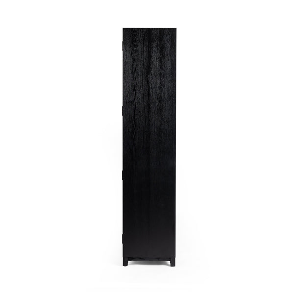 Millie Panel & Glss Door Cabinet In Mtt Blk