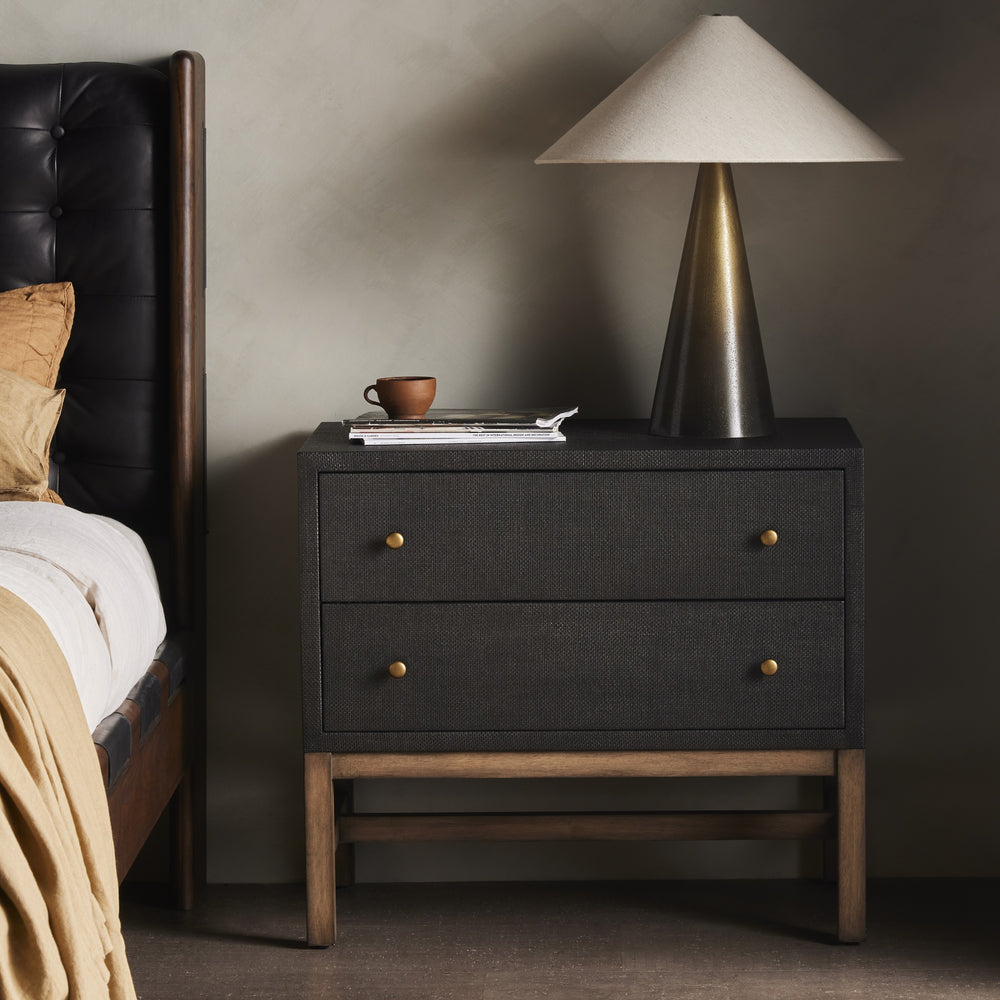 Fiona Nightstand In Black Raffia