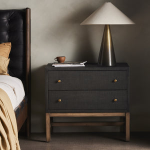 Fiona Nightstand In Black Raffia