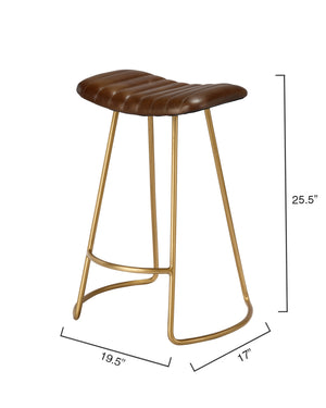 Theo Leather Counter Stool, Brown