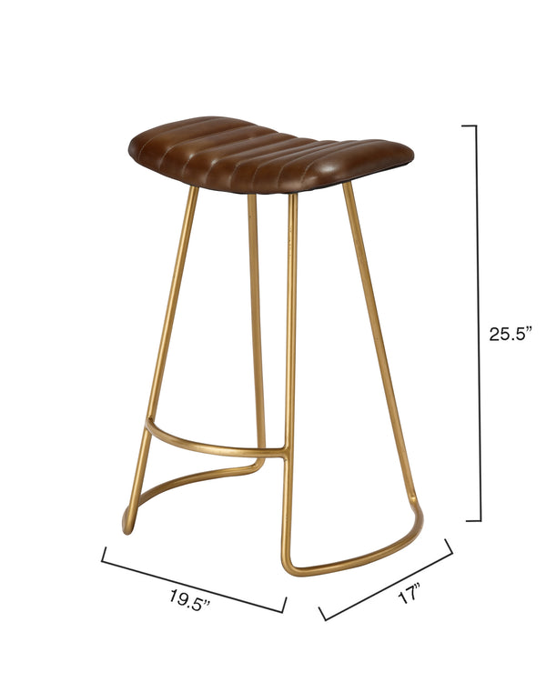 Theo Leather Counter Stool, Brown