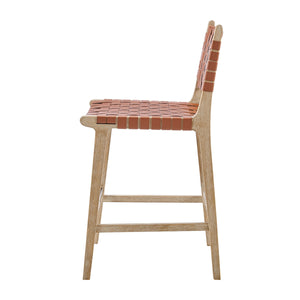 Marco Faux Leather Counter Stool Drift Wood Frame, Ochre Brown 