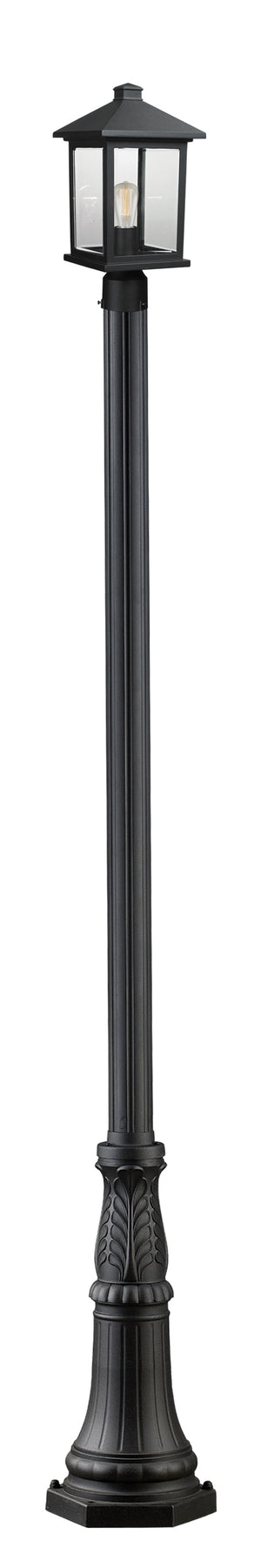 Portland 1 Light Outdoor Post Light in Black Finish