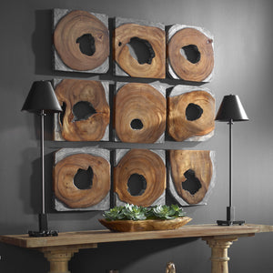 Jungle Wood Paneled Wall Art, Set/9