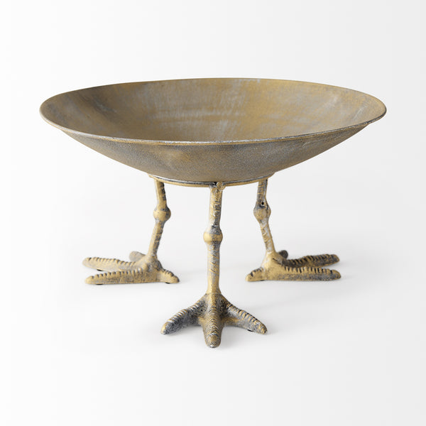 Chadwick II 13L x 13W Gold Metal Webbed Feet Bowl
