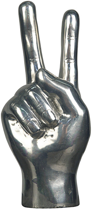 Peace Sign Metal Alloy Sculpture in Silver Finish