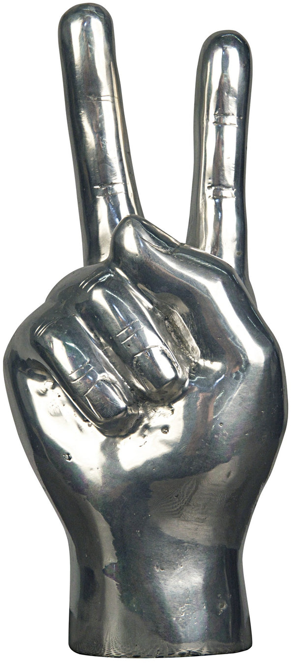 Peace Sign Metal Alloy Sculpture in Silver Finish