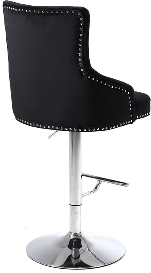 Stella Adjustable Stool In Black Velvet and Chrome