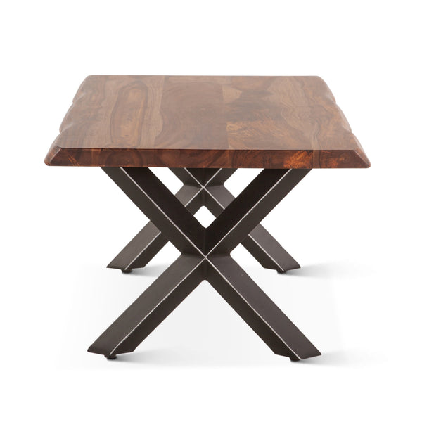 Brisbane 46" Sheesham Wood and Iron Coffee Table, Natural