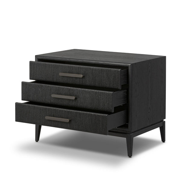 Rosenell Closed Nightstand - Black Oak Veneer