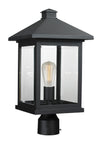 Portland 1 Light Post Mount Light in Black Finish