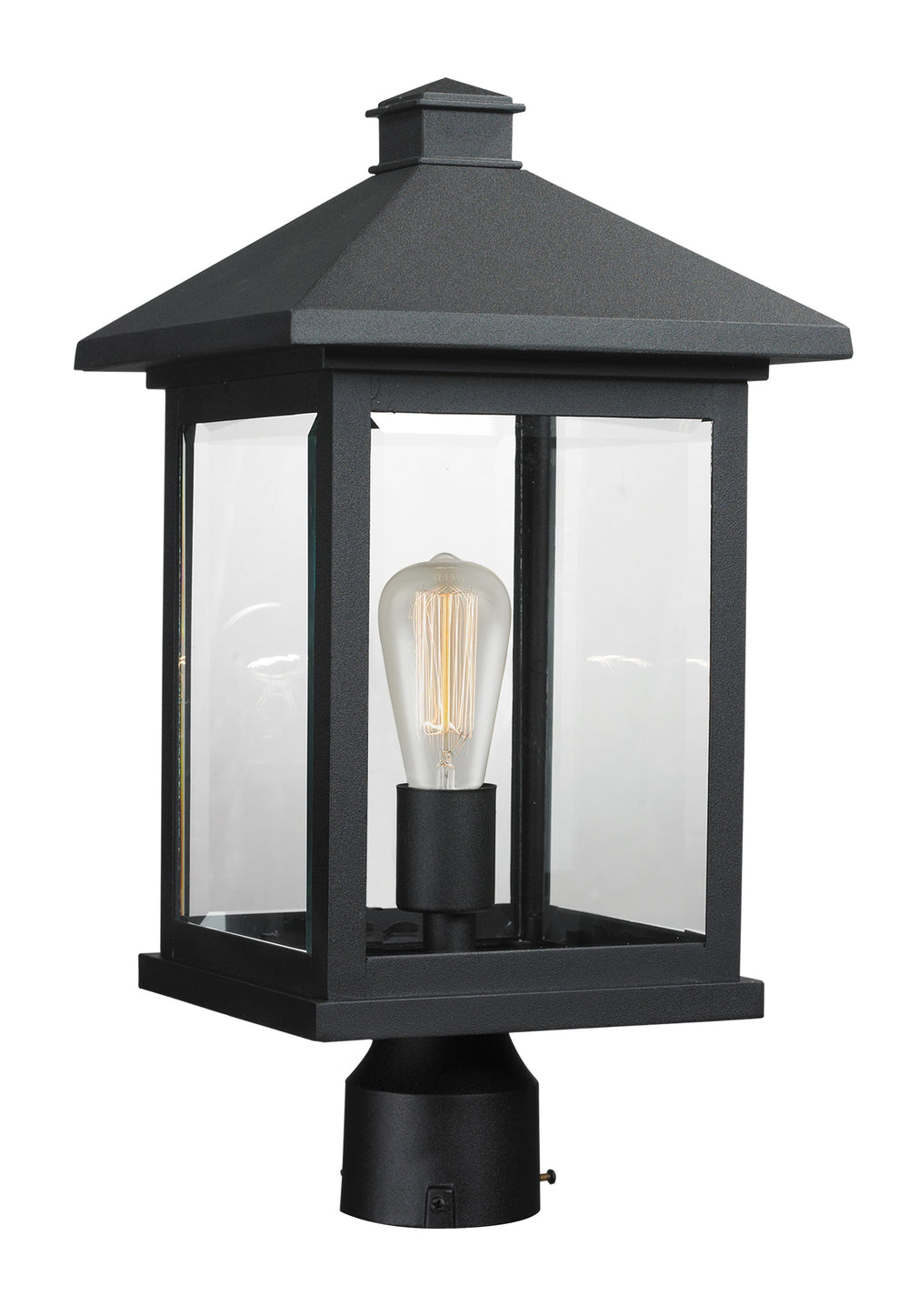 Portland 1 Light Post Mount Light in Black Finish