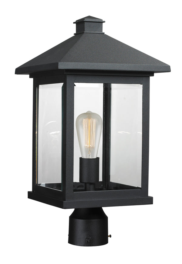 Portland 1 Light Post Mount Light in Black Finish