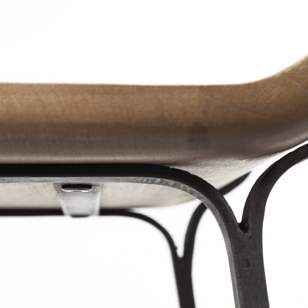 Conan 25" Seat Height Brown Wood Seat Black Metal Frame Counter Stool