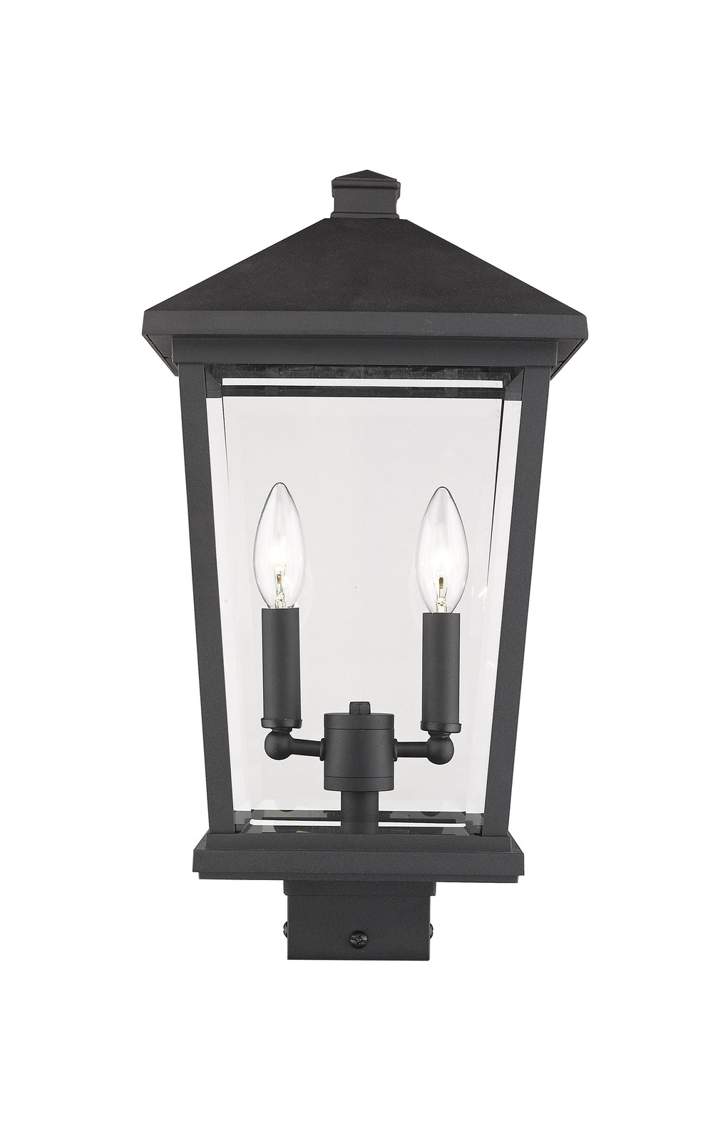 Beacon 2 Light Outdoor Post Mount Fixture in Black Finish
