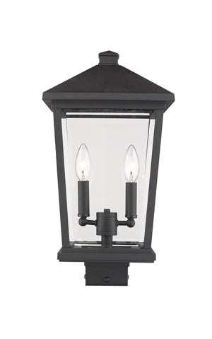 Beacon 2 Light Outdoor Post Mount Fixture in Black Finish