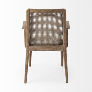 Clara Light Brown Wood W/ Cream Fabric Seat and Cane Back Dining Chair