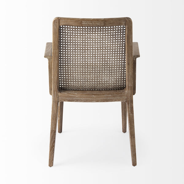 Clara Light Brown Wood W/ Cream Fabric Seat and Cane Back Dining Chair