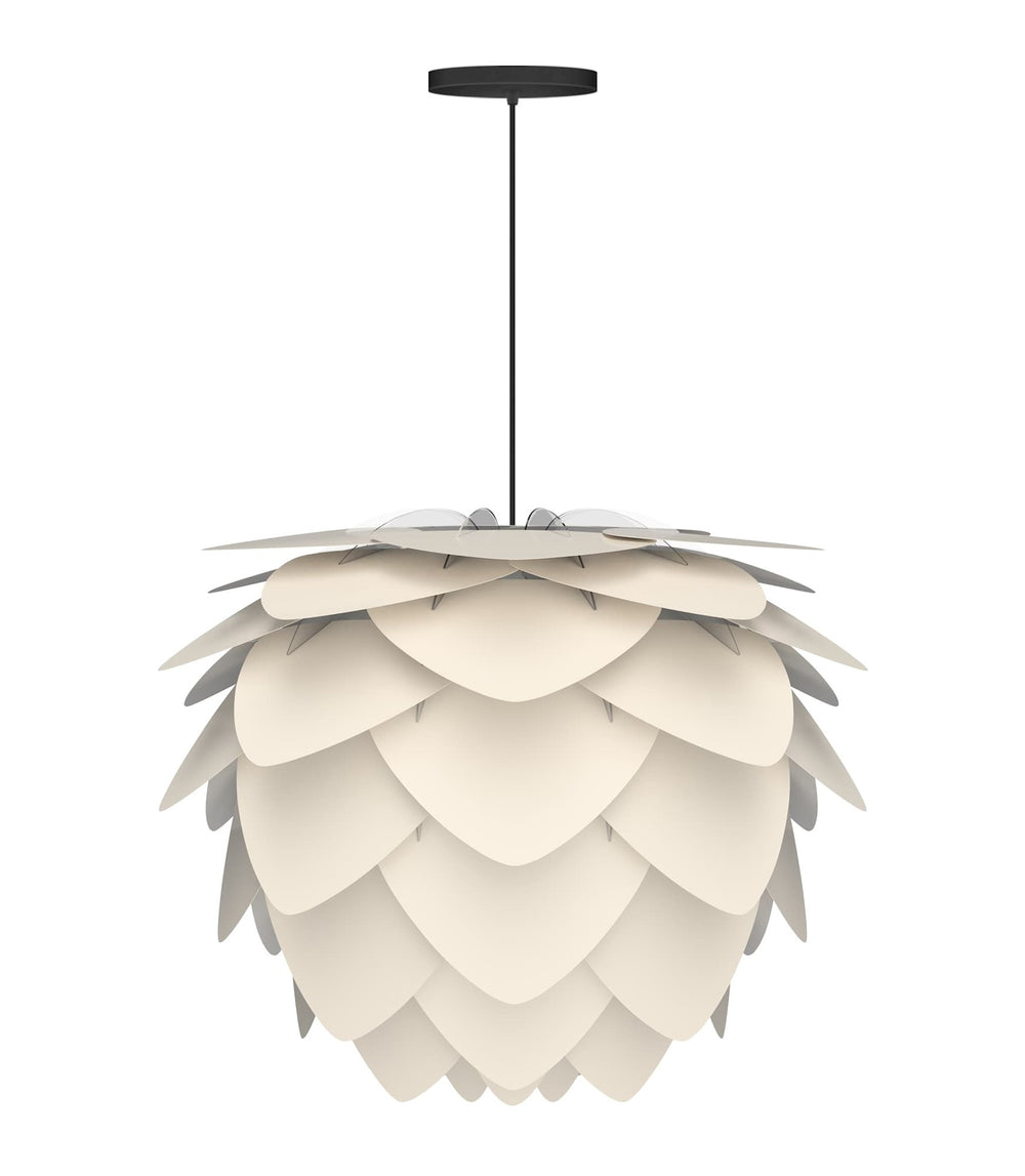 Aluvia Medium Hardwired Pendant in Pearl with Black Cord