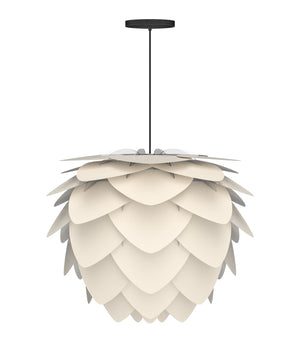 Aluvia Medium Hardwired Pendant in Pearl with Black Cord
