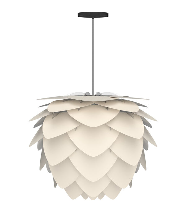 Aluvia Medium Hardwired Pendant in Pearl with Black Cord