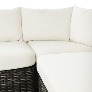 Messina Outdoor 3-Piece Sectional In Natural Teak-FSC-Venao Ivory-Chunky Charcoal Woven