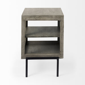 Arelius 20L x 18W x 26H Gray Wood W/ Black Metal Frame End/Side Table