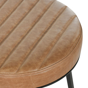 Sawyer Leather Counter Stool with Hammered Iron Base in Sedona Brown