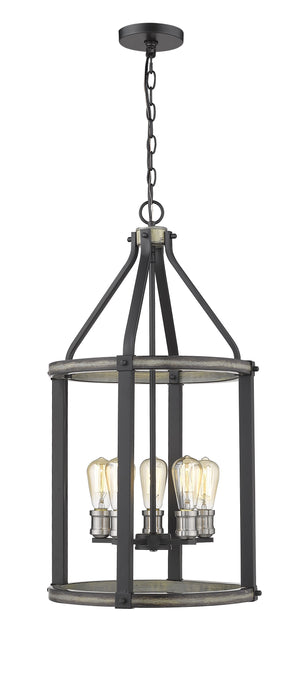 Kirkland 5 Light Pendant in Ashen Barnboard Finish