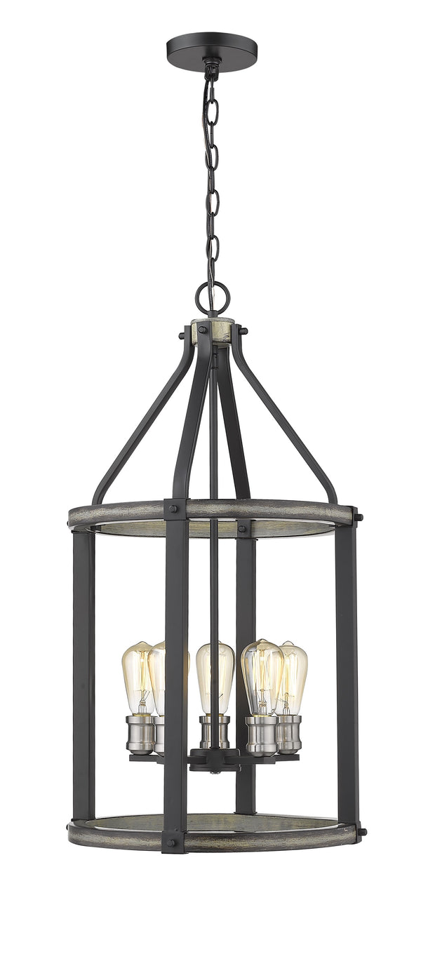 Kirkland 5 Light Pendant in Ashen Barnboard Finish