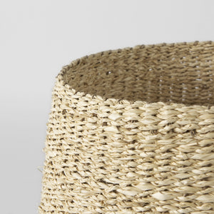 Sivannah 19.7L x 19.7W x 23.6H (Set of 3) Light Brown and Medium Brown Striped Seagrass Round Basket
