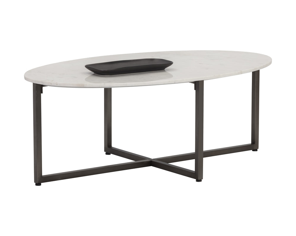 Kiara Coffee Table - Gunmetal - White Marble