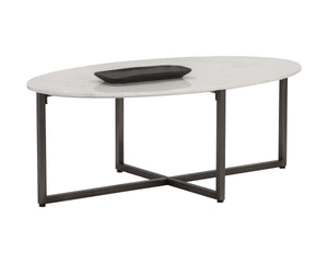 Kiara Coffee Table - Gunmetal - White Marble