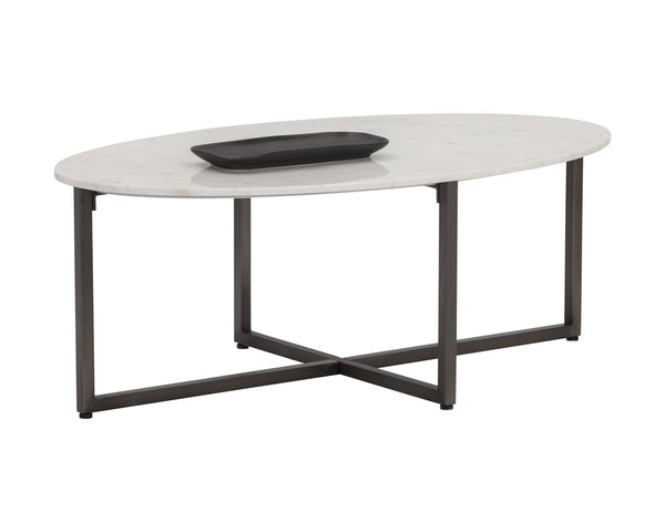 Kiara Coffee Table - Gunmetal - White Marble
